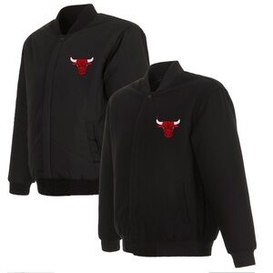 Chicago Bulls JH Design Reversible Embroidered Wool Full-Snap Jacket - Black